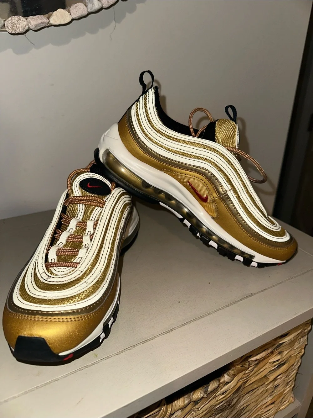 Nike Kids Gold and White Reflective Wave Sneakers BRAND NEW